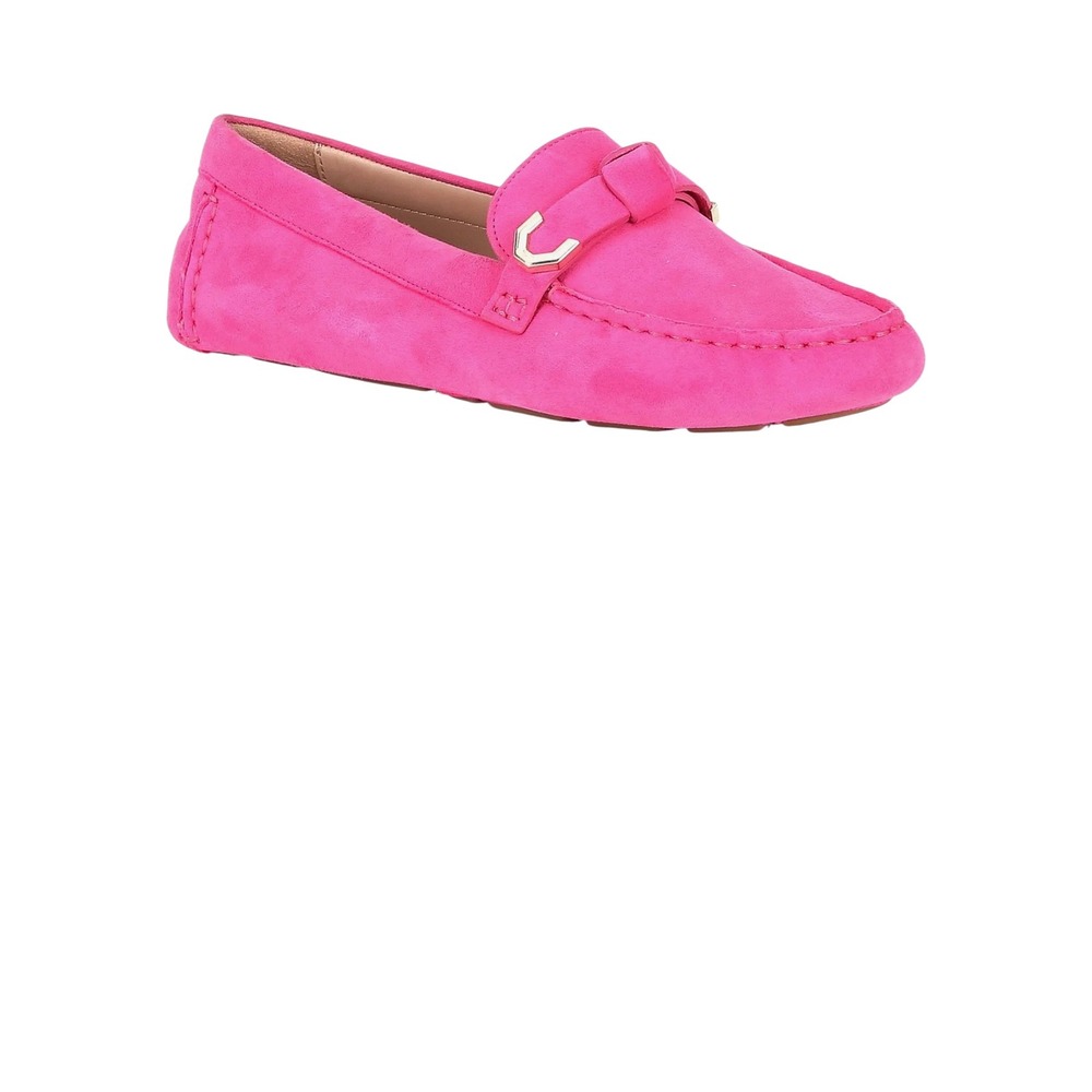 Cole Haan Evelyn Loafers Women 7.5 Pink Suede Driver Knotted Strap Gold Accent - Picture 11 of 11